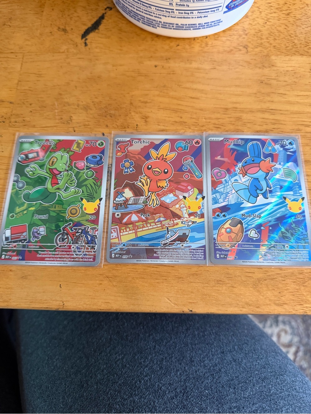 Pokemon Bright Green, Orange & Blue Holographic Starter Trio Trading Cards